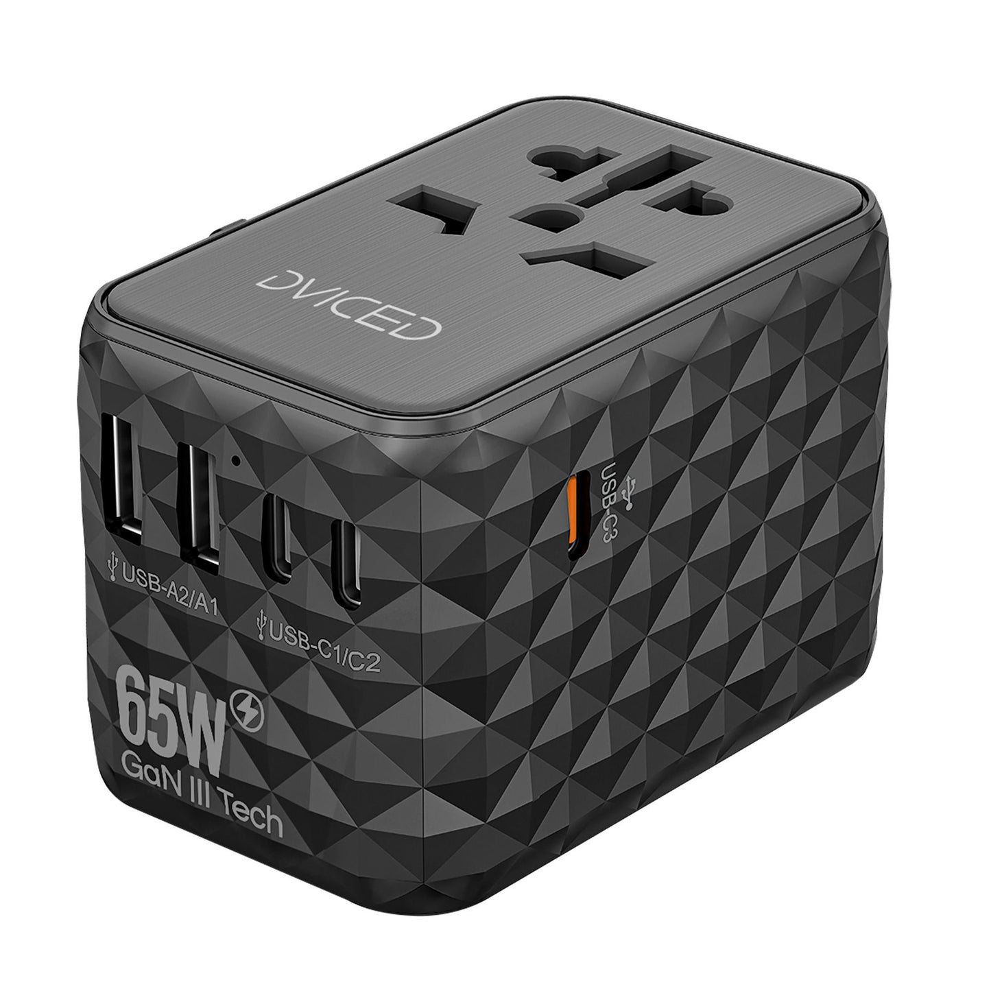 Dviced Univerzalni putni adapter 65W GaN - Black