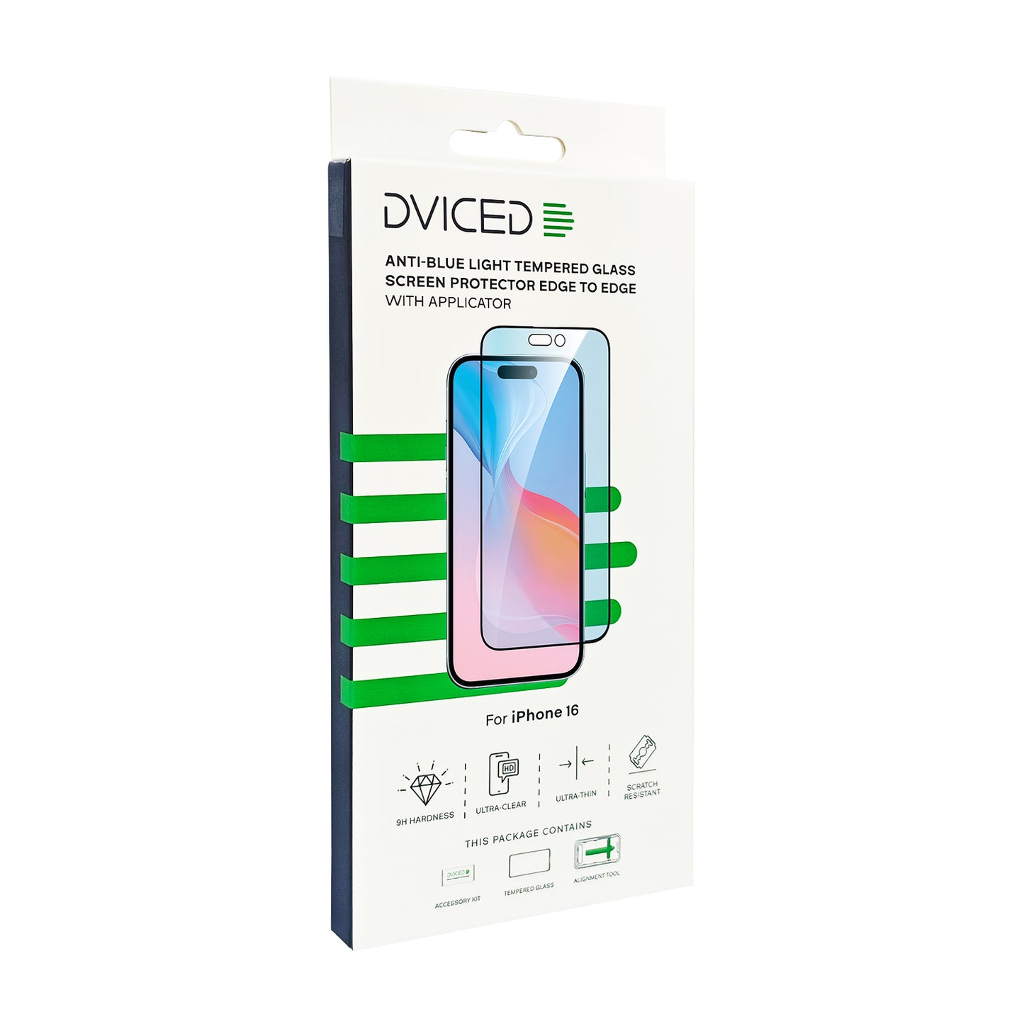 Dviced anti-blue light tempered zaštitno staklo od ivice do ivice za iPhone 16 sa aplikatorom