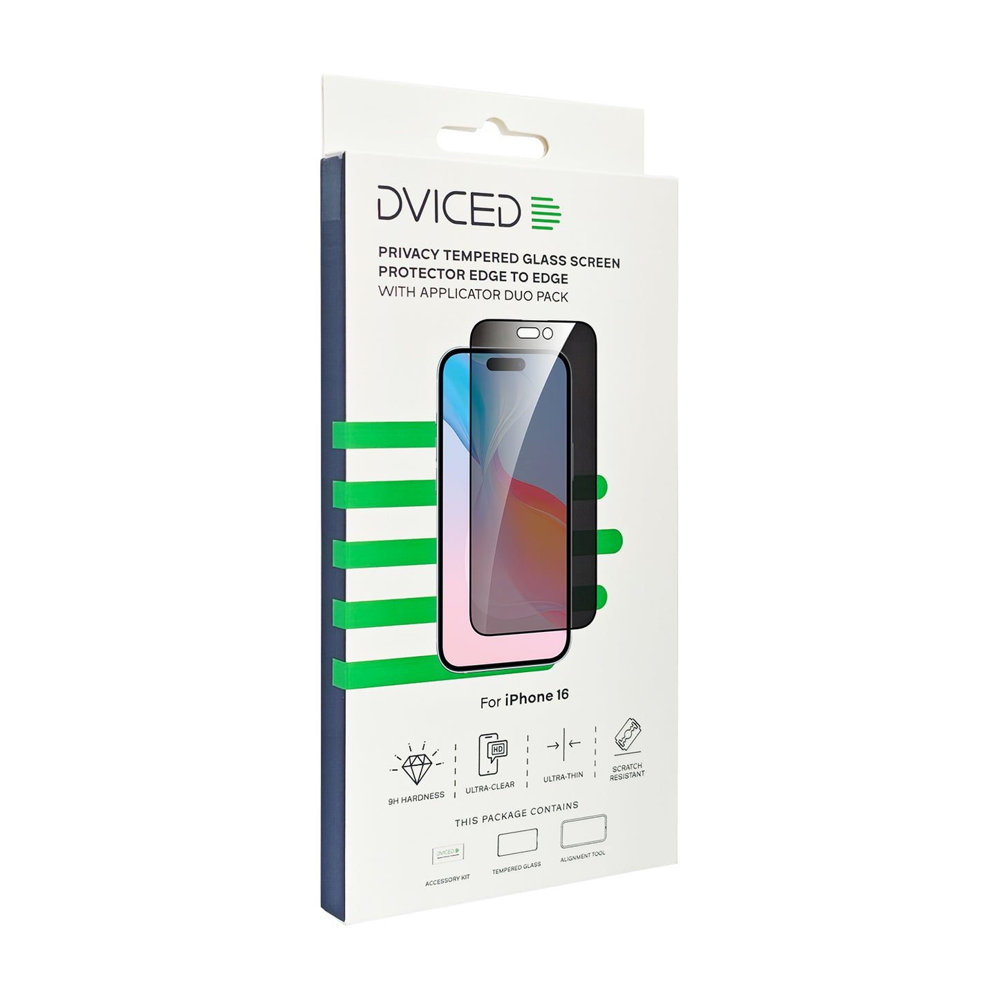 Dviced privacy tempered zaštitno staklo od ivice do ivice za iPhone 16 sa aplikatorom - dva komada