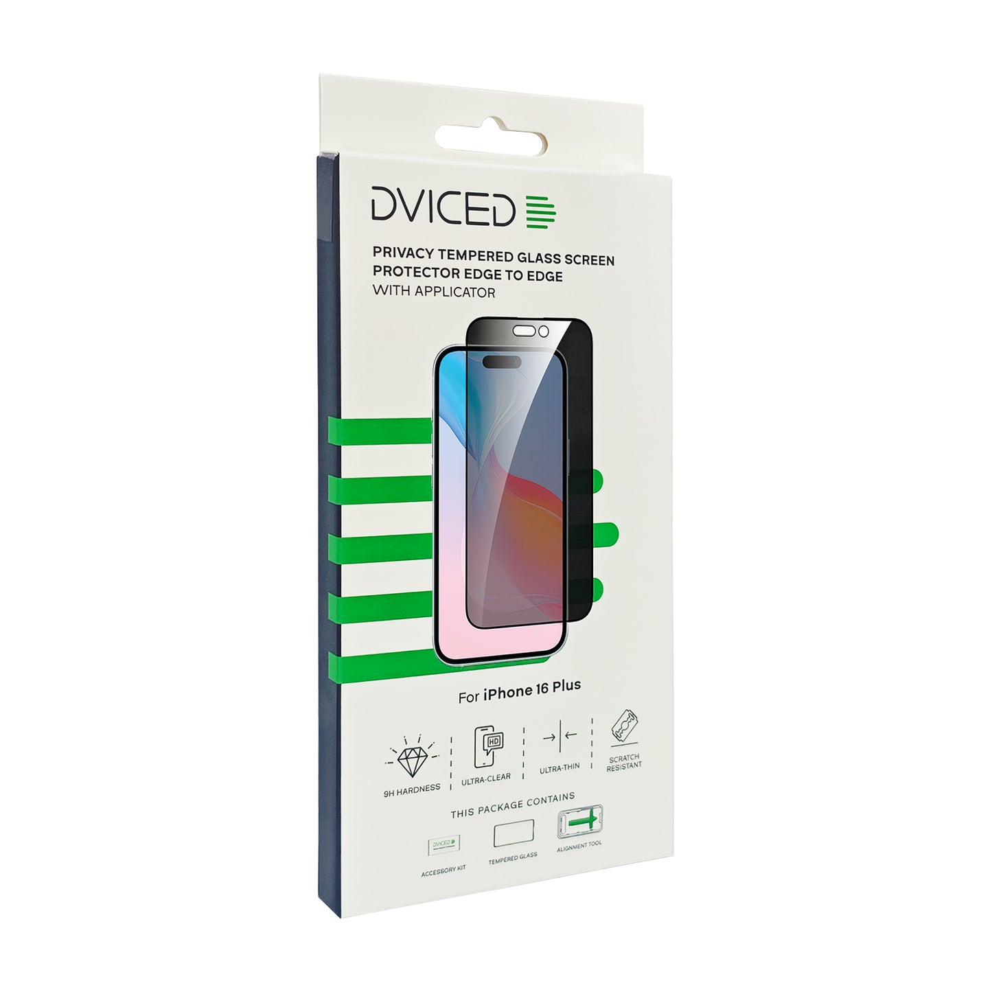 Dviced privacy tempered zaštitno staklo od ivice do ivice za iPhone 16 Plus sa aplikatorom