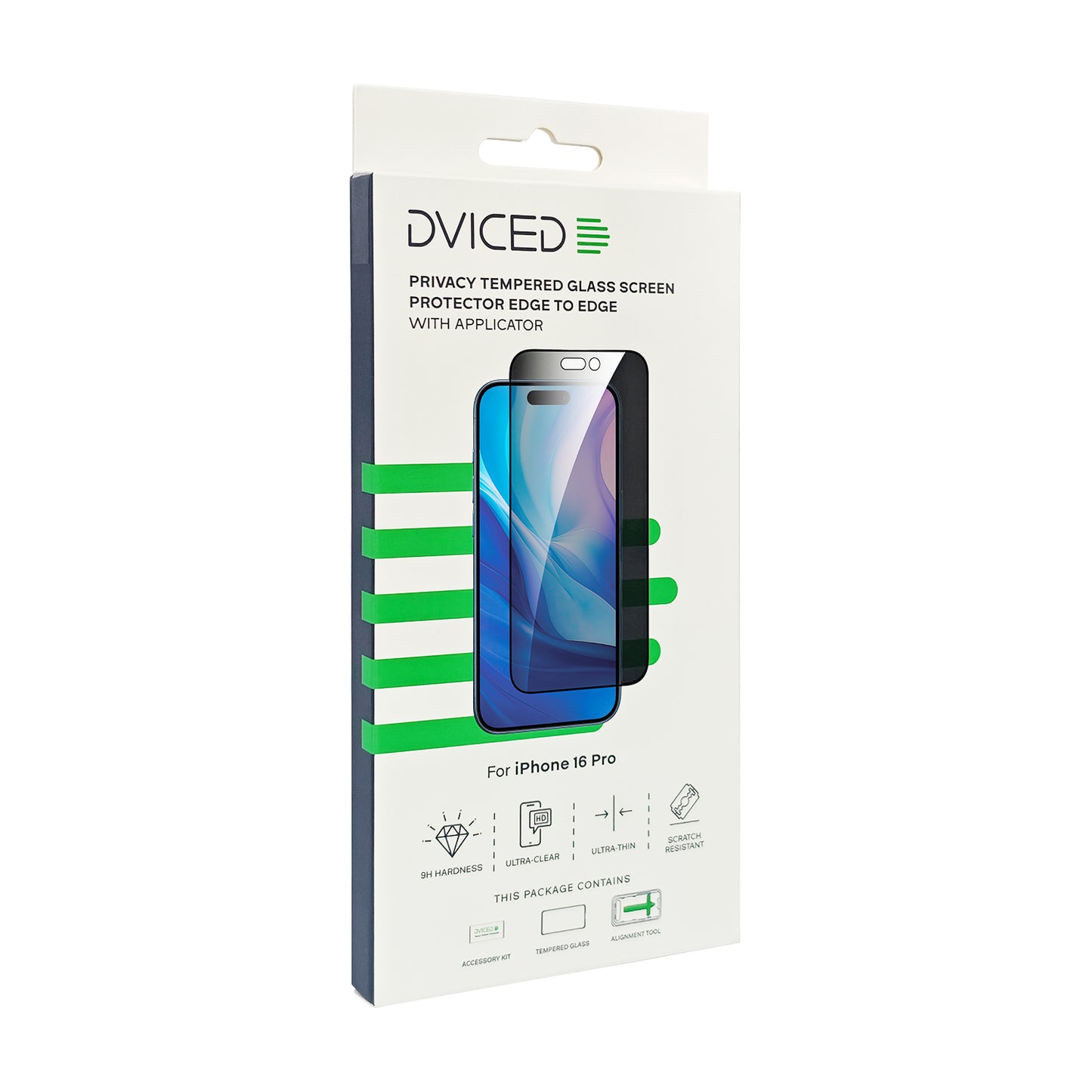 Dviced privacy tempered zaštitno staklo od ivice do ivice za iPhone 16 Pro sa aplikatorom