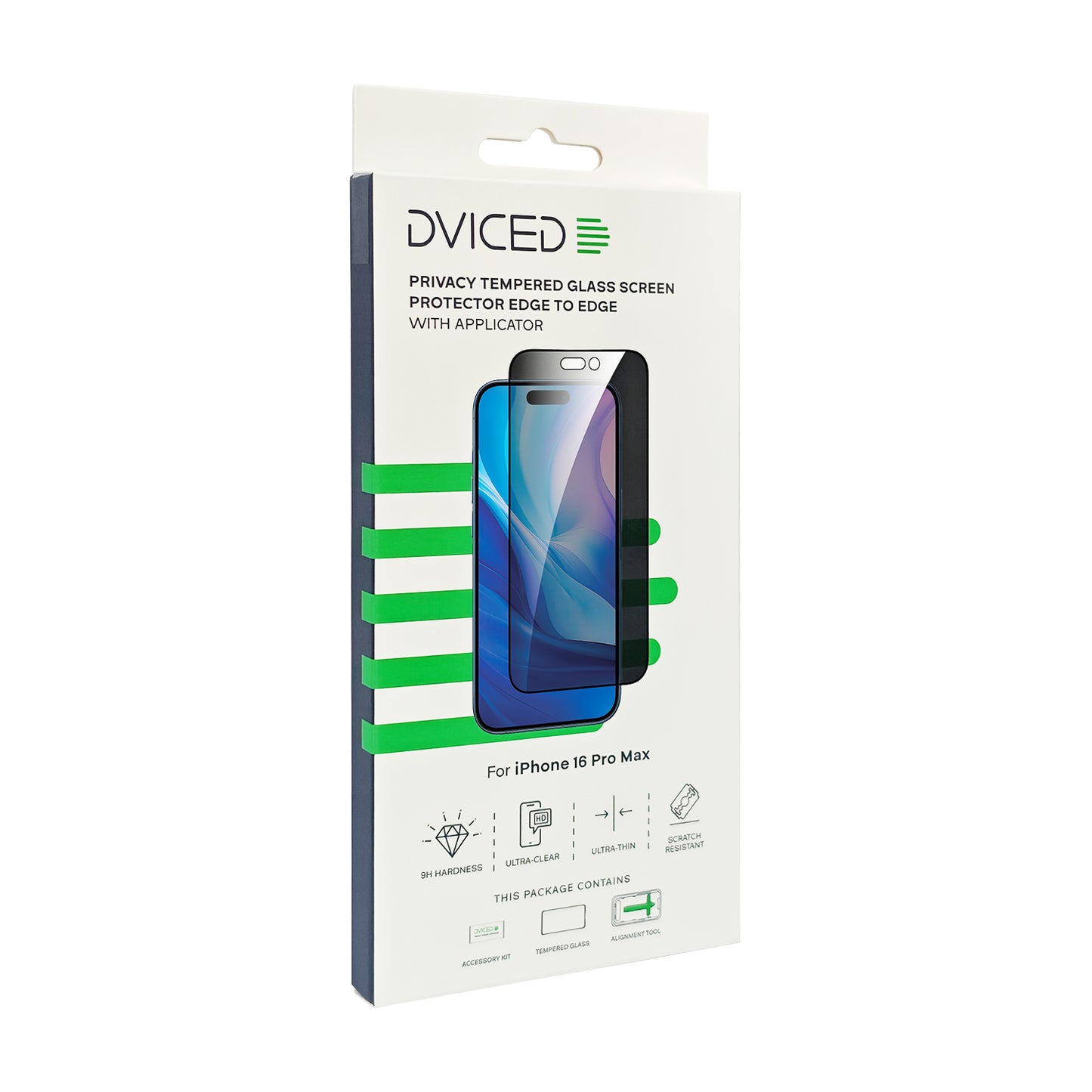 Dviced privacy tempered zaštitno staklo od ivice do ivice za iPhone 16 Pro Max sa aplikatorom
