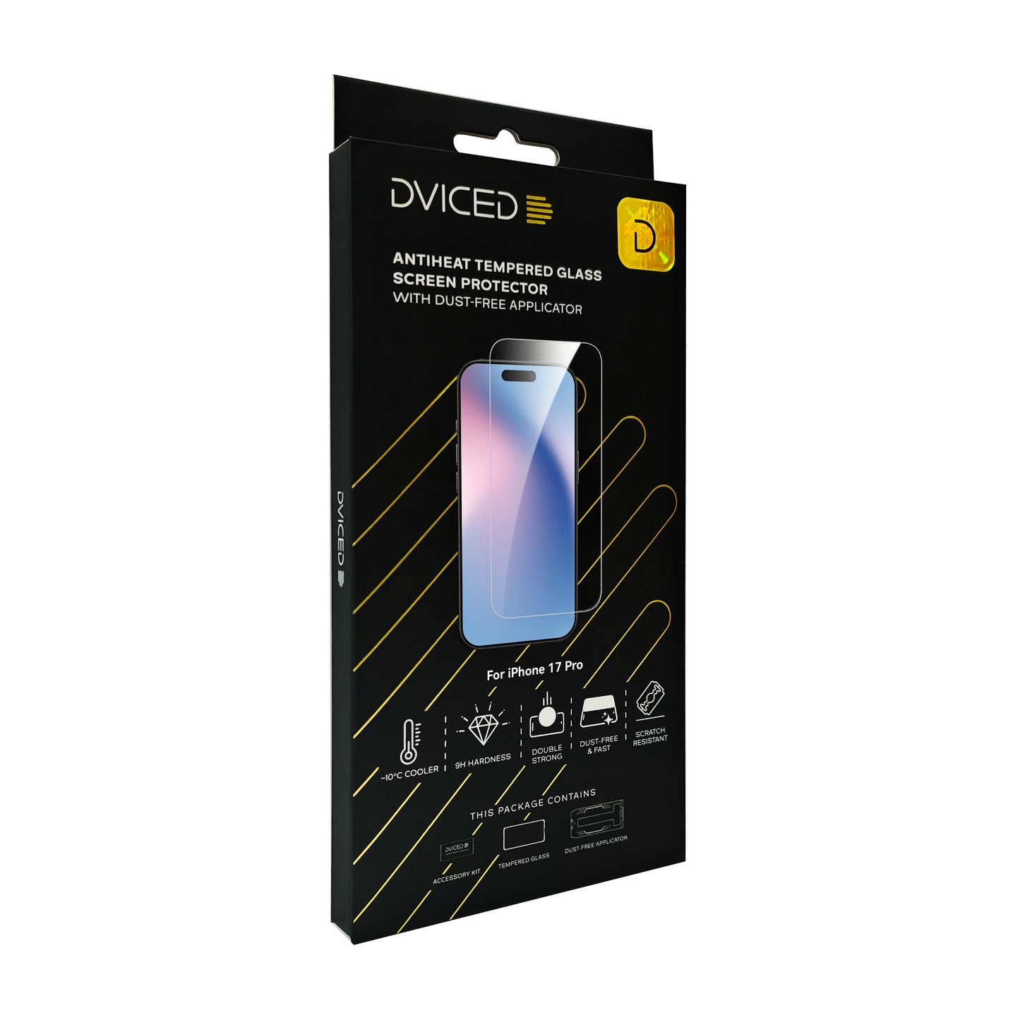 Dviced AntiHeat ojačana zaštita za ekran sa aplikatorom protiv prašine - iPhone 17 Pro - iSTYLE RS