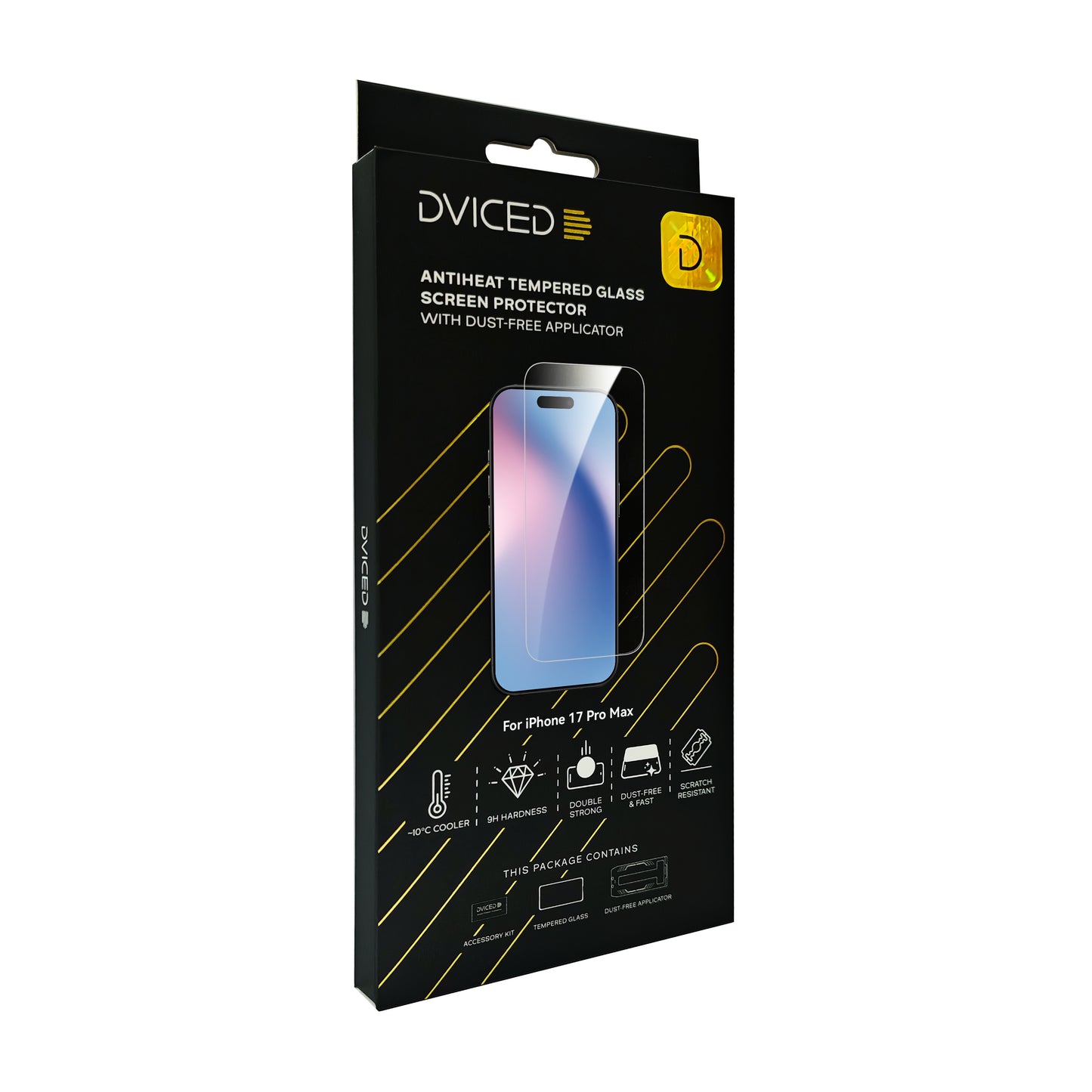 Dviced AntiHeat ojačana zaštita za ekran sa aplikatorom protiv prašine - iPhone 17 Pro Max - iSTYLE RS