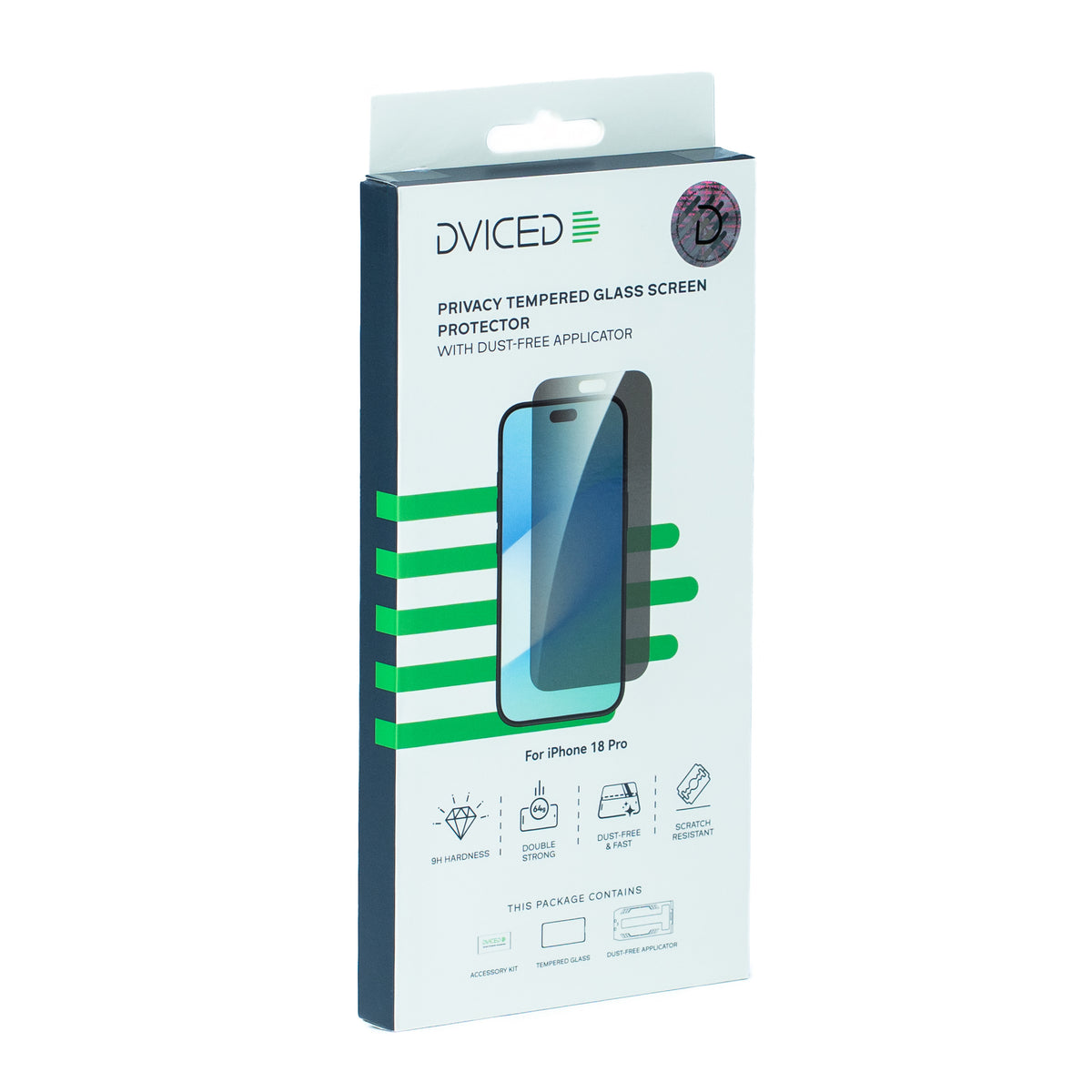 Dviced Privacy Tempered zaštitno staklo za iPhone 18 Pro sa aplikatorom
