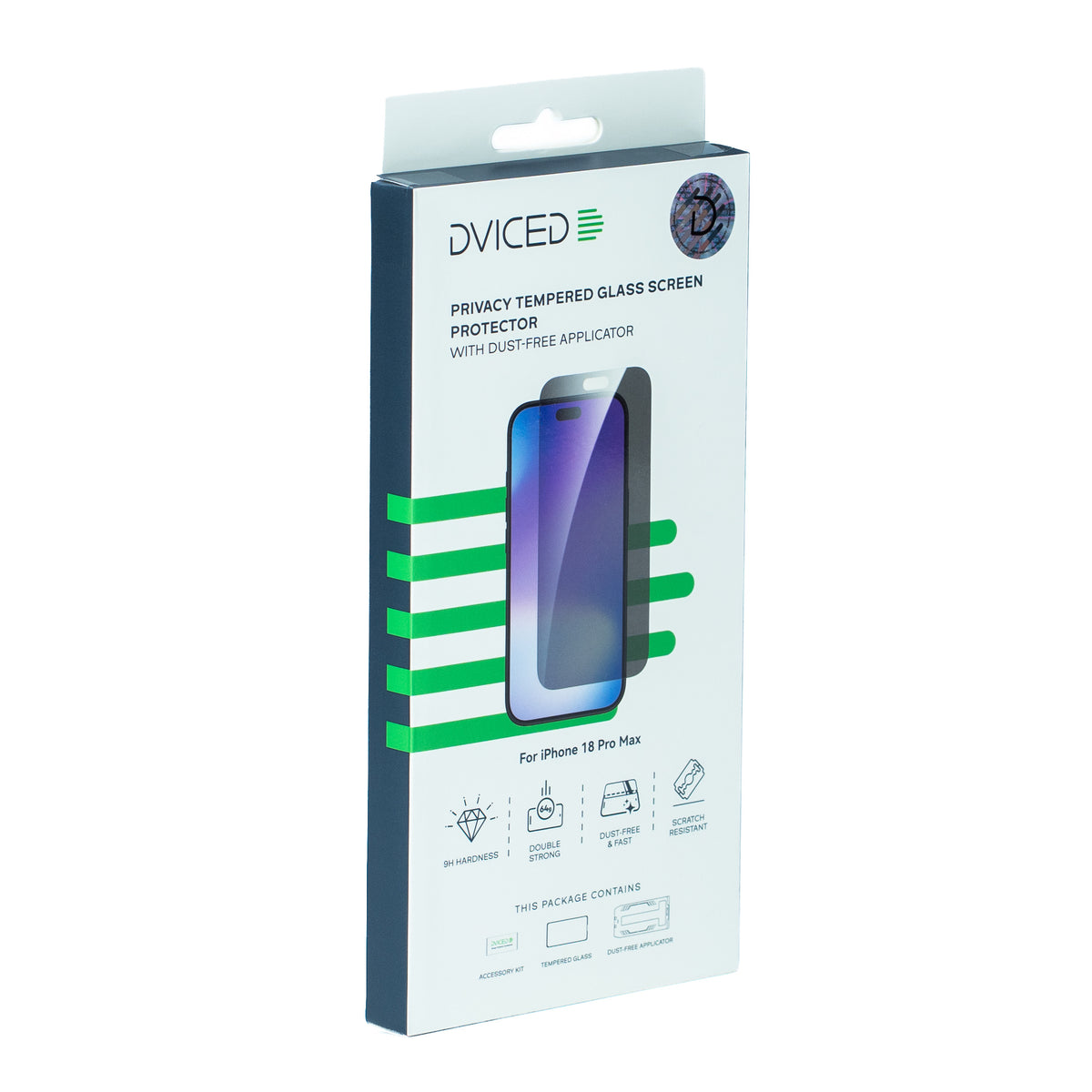 Dviced Privacy Tempered zaštitno staklo za iPhone 18 Pro Max sa aplikatorom