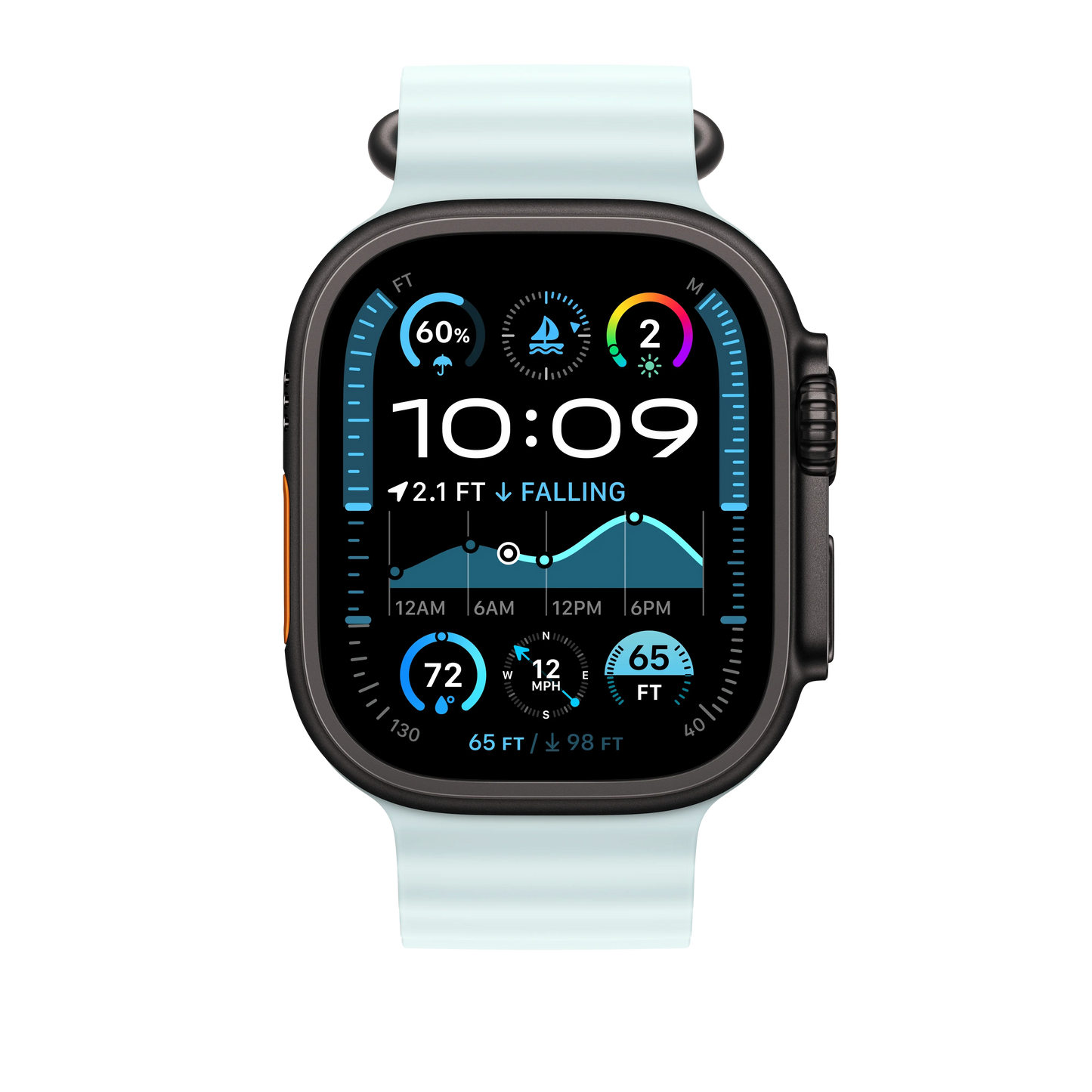 49mm Ice Blue Ocean Band Extension - Black Titanium Finish - iSTYLE RS