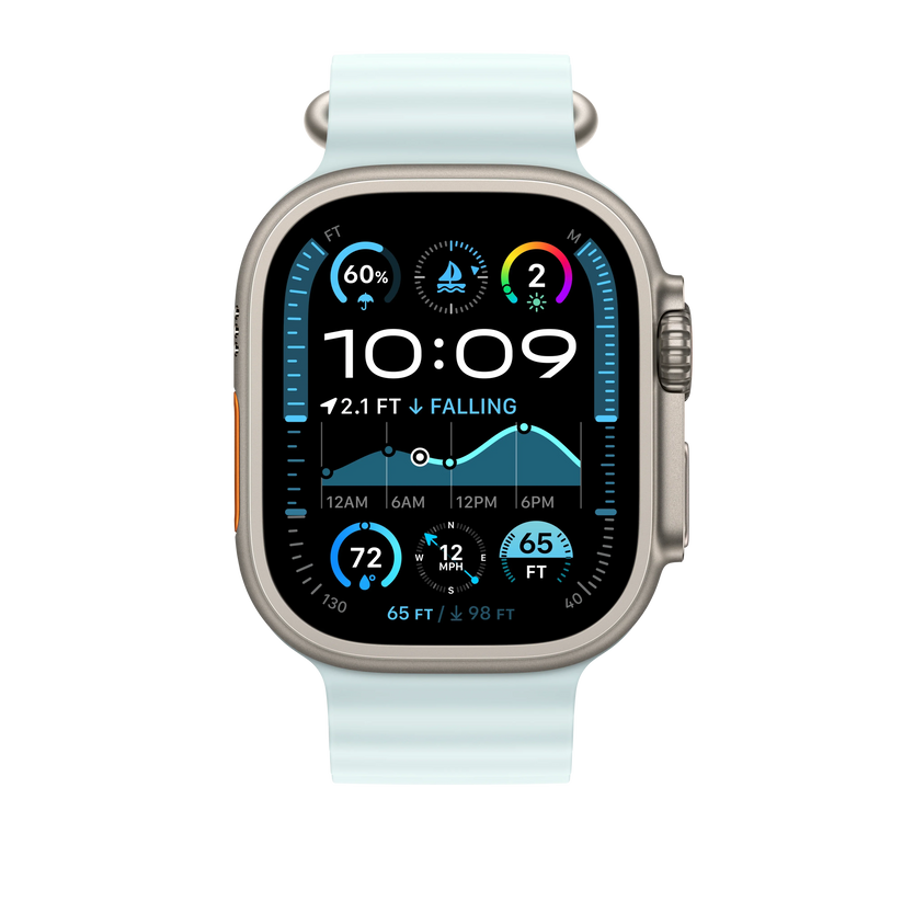 49mm Ice Blue Ocean Band - Natural Titanium Finish - iSTYLE RS