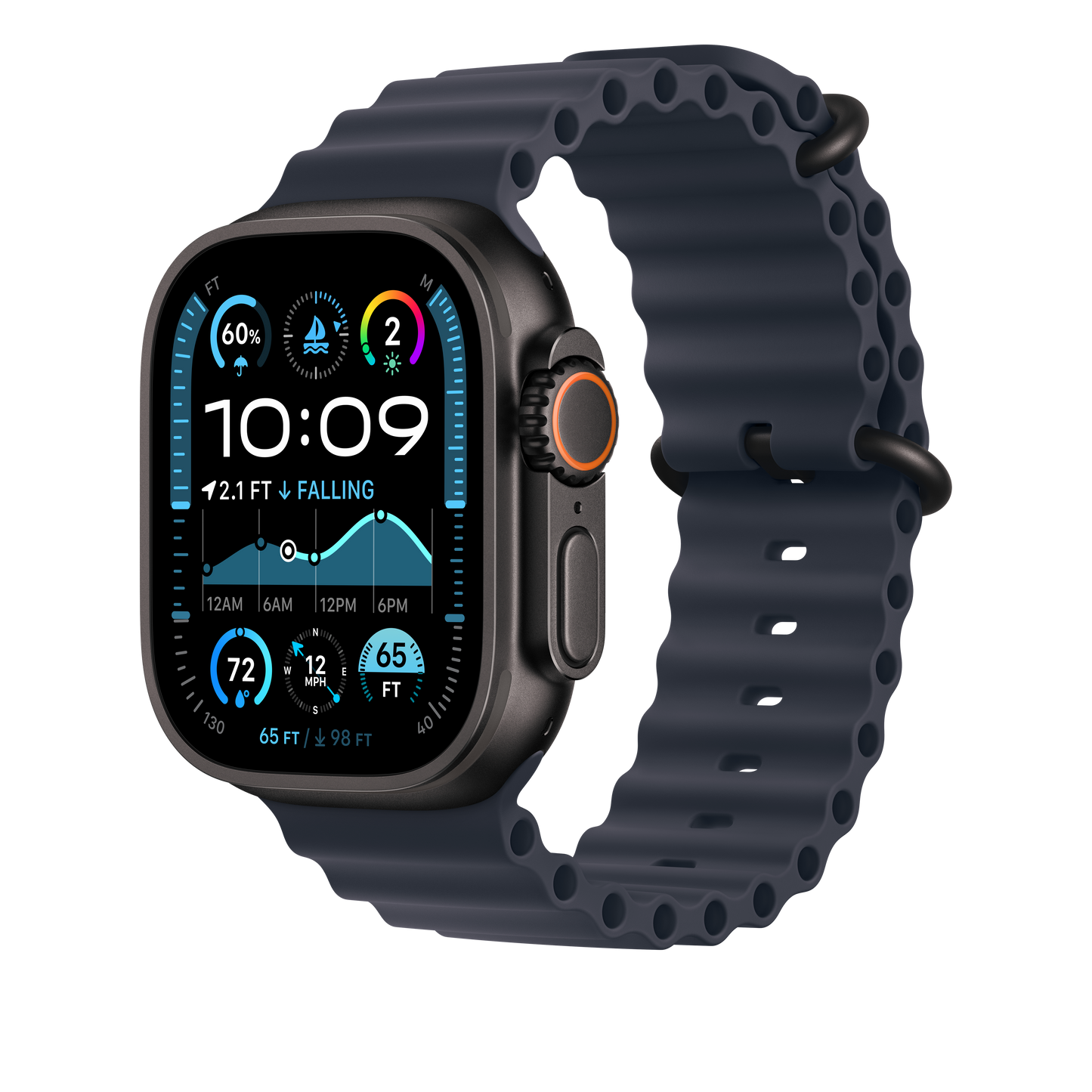 49mm Navy Ocean Band - Black Titanium Finish - iSTYLE RS