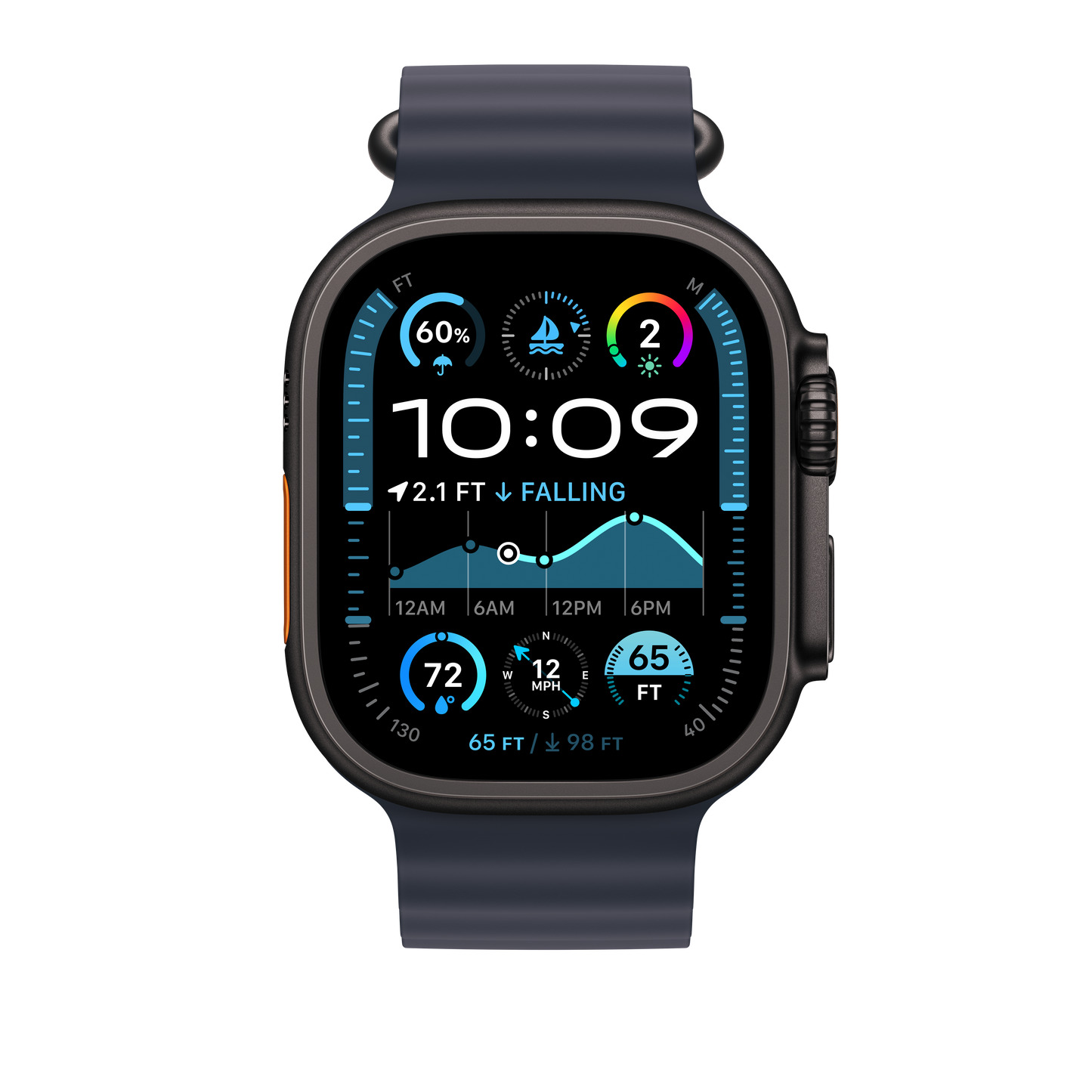 49mm Navy Ocean Band - Black Titanium Finish - iSTYLE RS