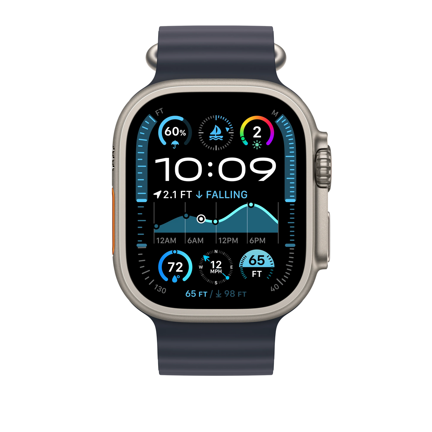 49mm Navy Ocean Band - Natural Titanium Finish - iSTYLE RS