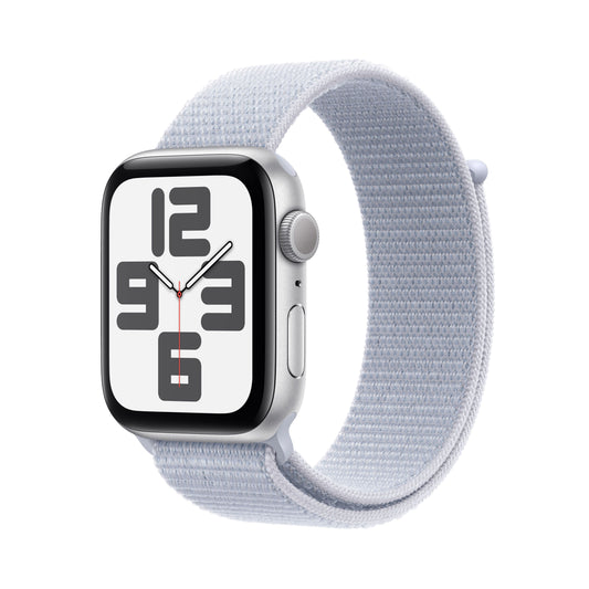 Apple Watch SE GPS 44mm Silver Aluminium Case with Blue Cloud Sport Loop - iSTYLE RS