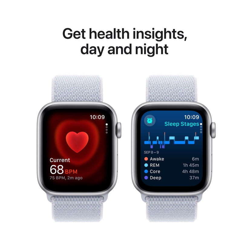 Apple Watch SE GPS 44mm Silver Aluminium Case with Blue Cloud Sport Loop - iSTYLE RS