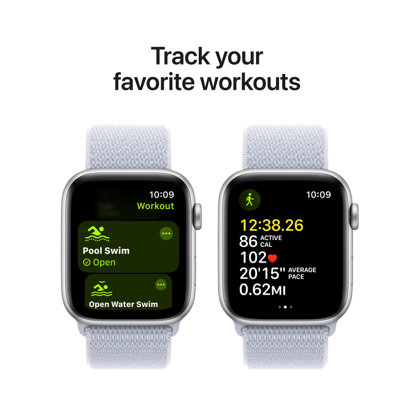 Apple Watch SE GPS 44mm Silver Aluminium Case with Blue Cloud Sport Loop - iSTYLE RS