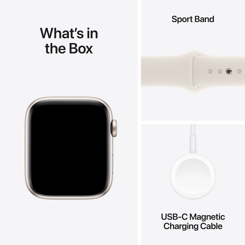 Apple Watch SE GPS 44mm Starlight Aluminium Case with Starlight Sport Band - M/L - iSTYLE RS
