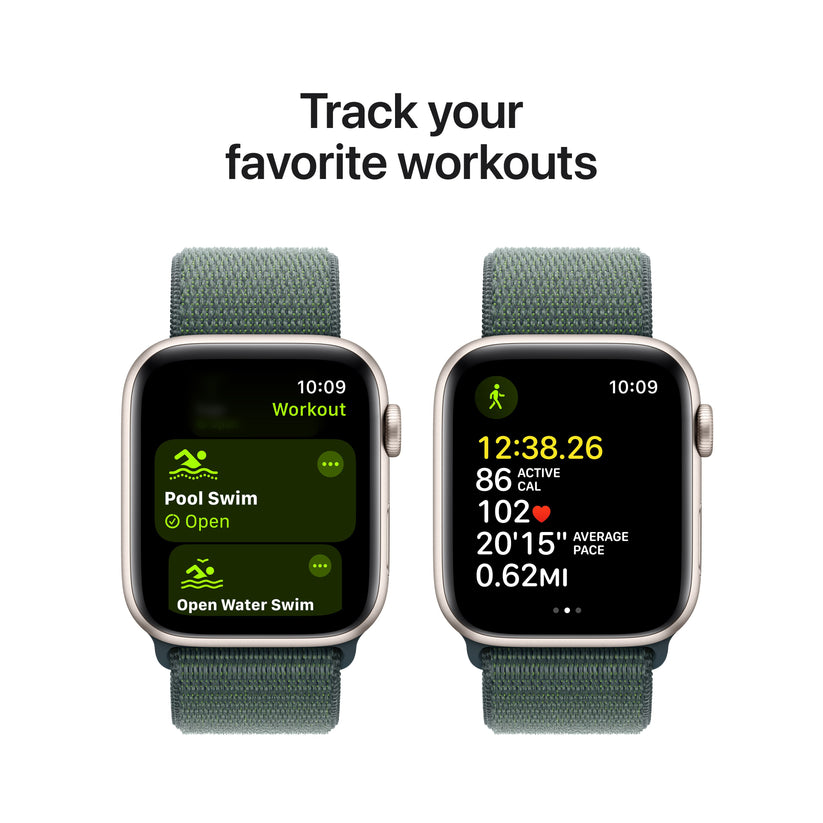 Apple Watch SE GPS 44mm Starlight Aluminium Case with Lake Green Sport Loop - iSTYLE RS