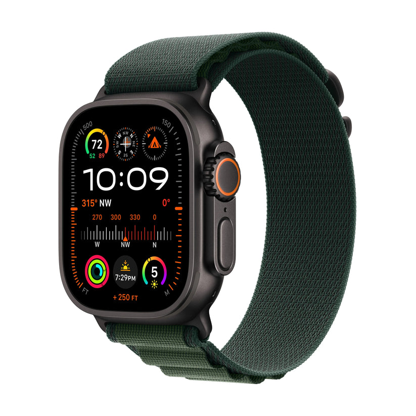 Apple Watch Ultra 2 GPS + Cellular 49mm Black Titanium Case with Dark Green Alpine Loop - L - iSTYLE RS