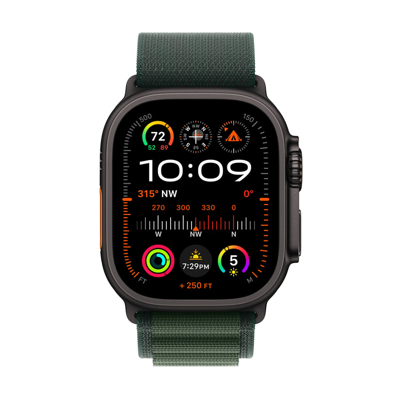 Apple Watch Ultra 2 GPS + Cellular 49mm Black Titanium Case with Dark Green Alpine Loop - M - iSTYLE RS
