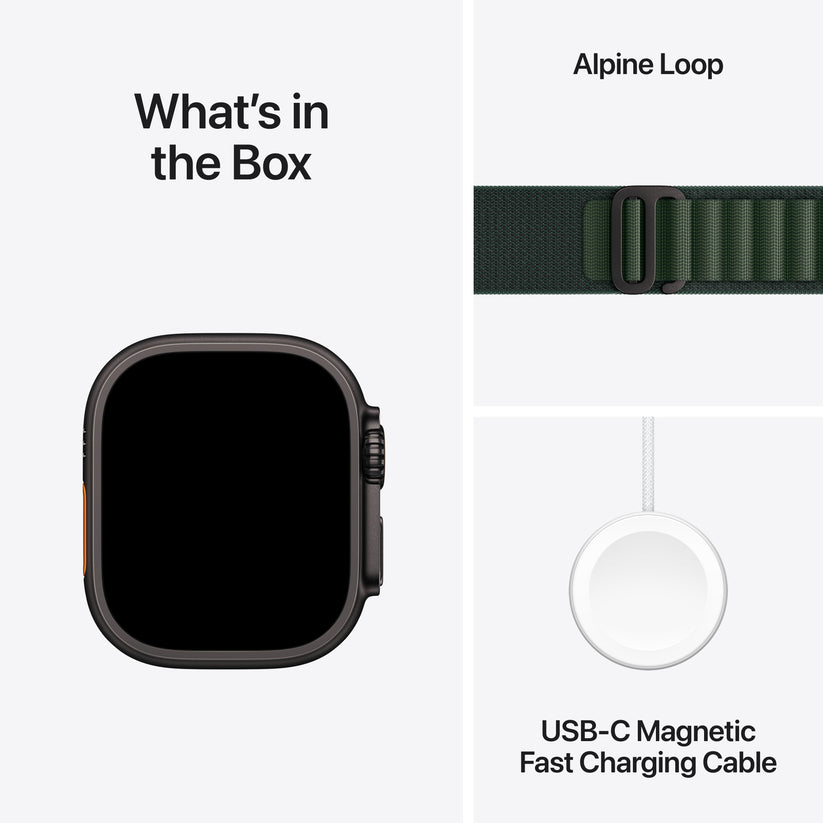 Apple Watch Ultra 2 GPS + Cellular 49mm Black Titanium Case with Dark Green Alpine Loop - M - iSTYLE RS