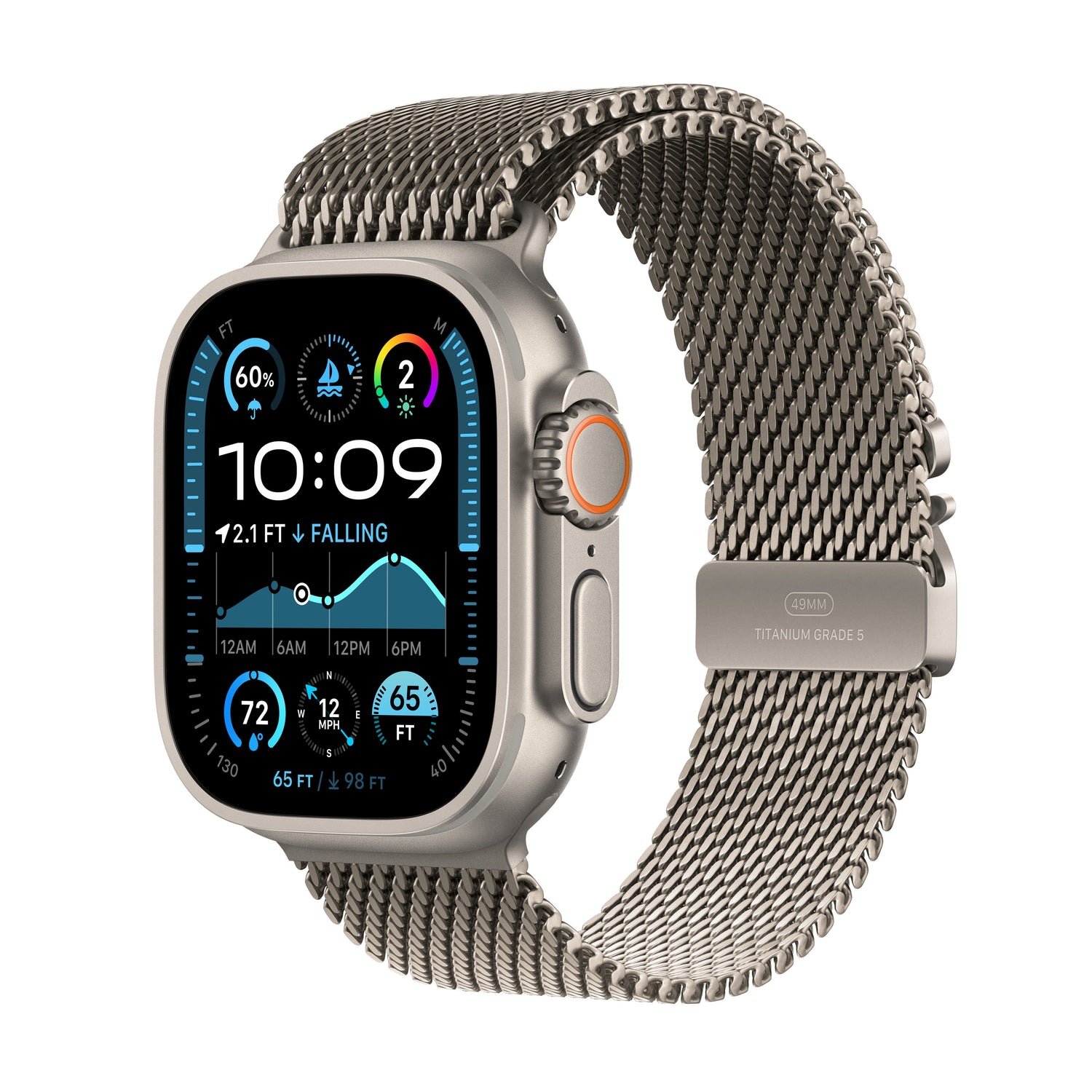 Apple Watch Ultra 2 GPS + Cellular 49mm Natural Titanium Case with Natural Titanium Milanese Loop - Medium - iSTYLE RS