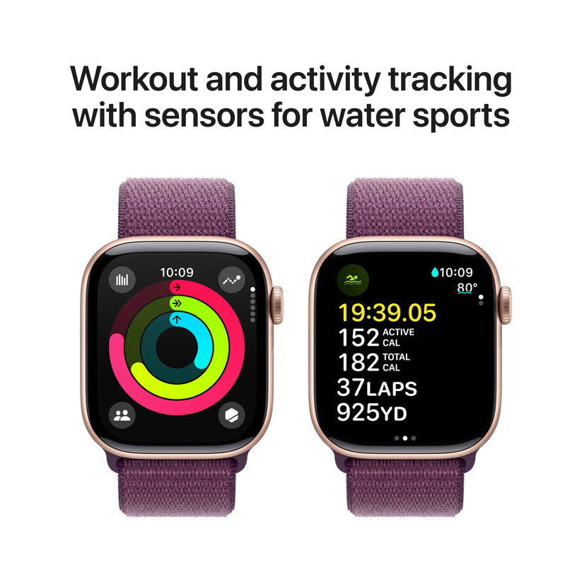 Apple Watch Series 10 GPS 42mm Rose Gold Aluminium Case with Plum Sport Loop - iSTYLE RS