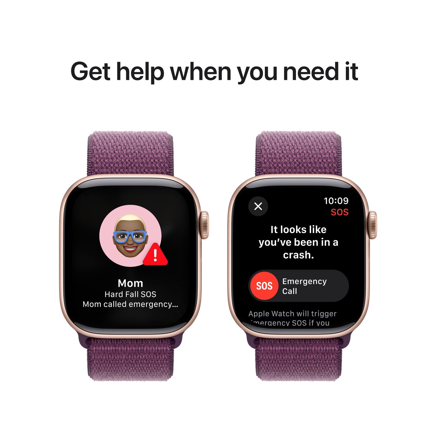 Apple Watch Series 10 GPS 42mm Rose Gold Aluminium Case with Plum Sport Loop - iSTYLE RS