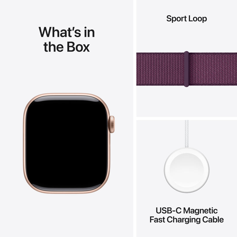 Apple Watch Series 10 GPS 42mm Rose Gold Aluminium Case with Plum Sport Loop - iSTYLE RS