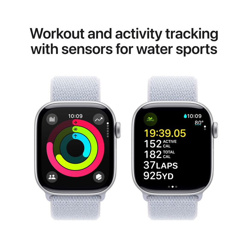 Apple Watch Series 10 GPS 42mm Silver Aluminium Case with Blue Cloud Sport Loop - iSTYLE RS