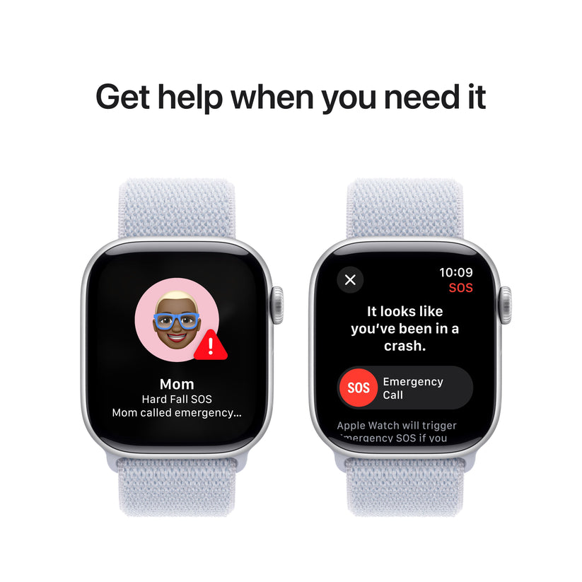 Apple Watch Series 10 GPS 42mm Silver Aluminium Case with Blue Cloud Sport Loop - iSTYLE RS