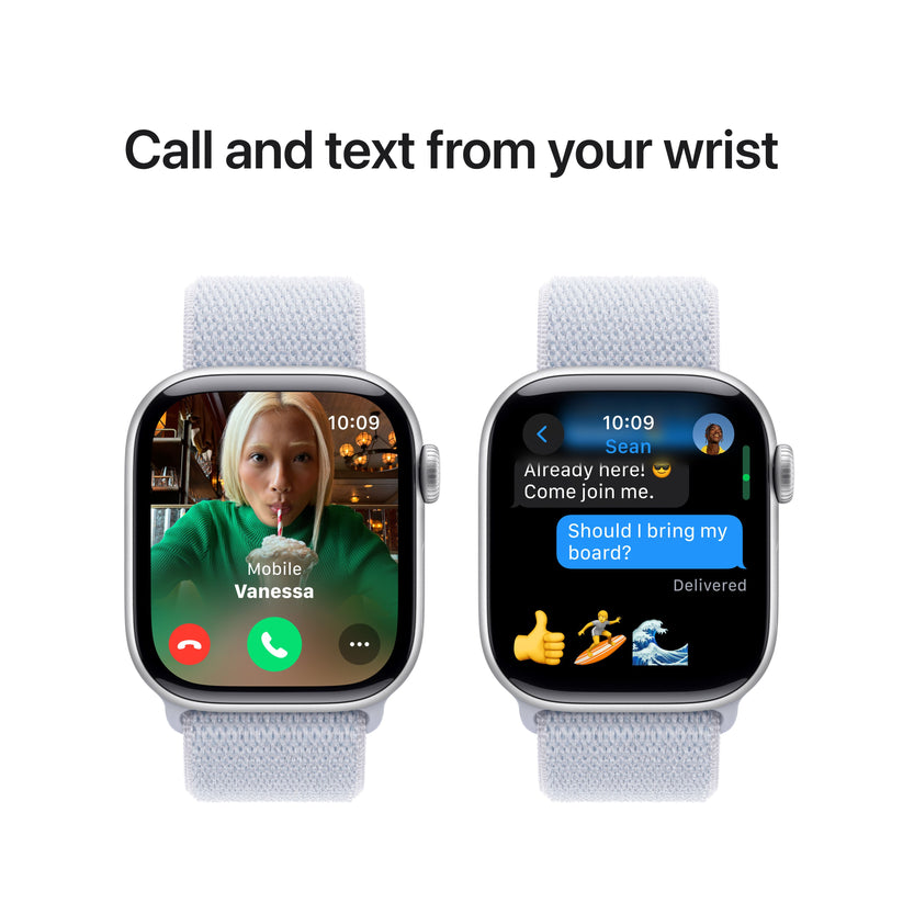 Apple Watch Series 10 GPS 42mm Silver Aluminium Case with Blue Cloud Sport Loop - iSTYLE RS