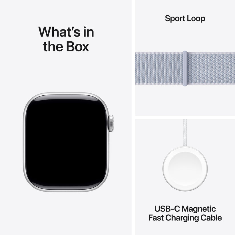 Apple Watch Series 10 GPS 42mm Silver Aluminium Case with Blue Cloud Sport Loop - iSTYLE RS