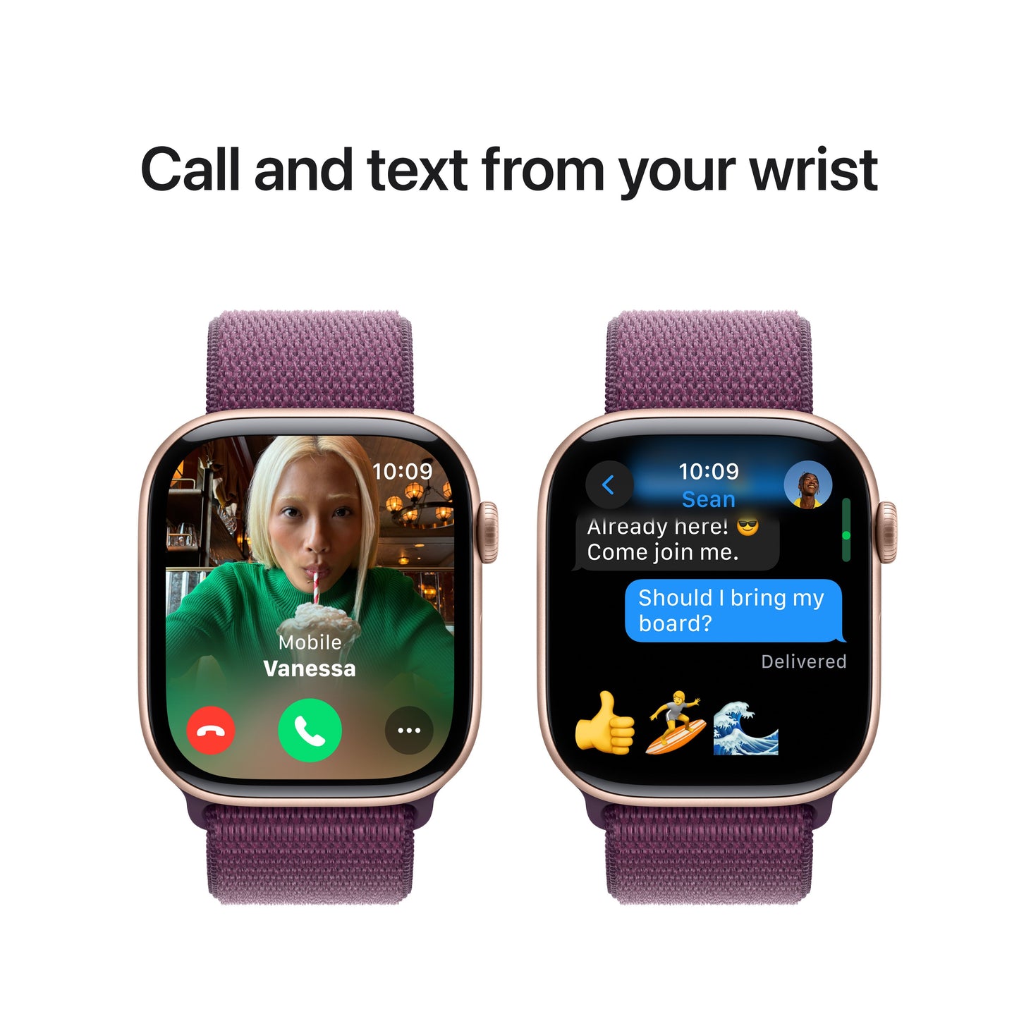 Apple Watch Series 10 GPS 46mm Rose Gold Aluminium Case with Plum Sport Loop - iSTYLE RS