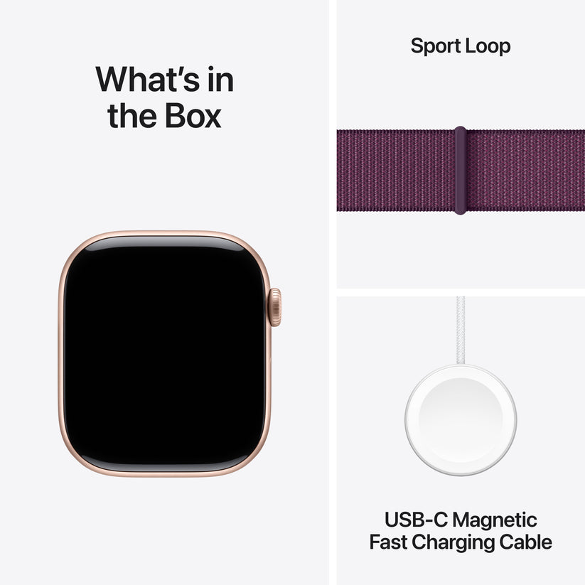 Apple Watch Series 10 GPS 46mm Rose Gold Aluminium Case with Plum Sport Loop - iSTYLE RS