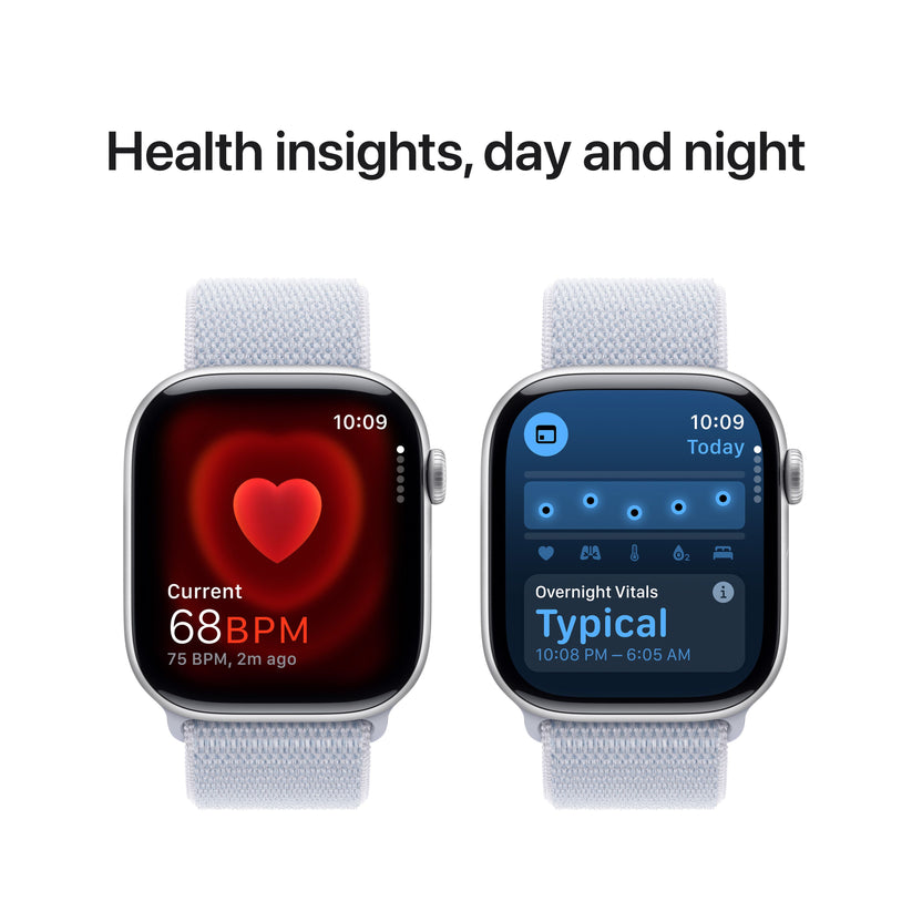 Apple Watch Series 10 GPS 46mm Silver Aluminium Case with Blue Cloud Sport Loop - iSTYLE RS