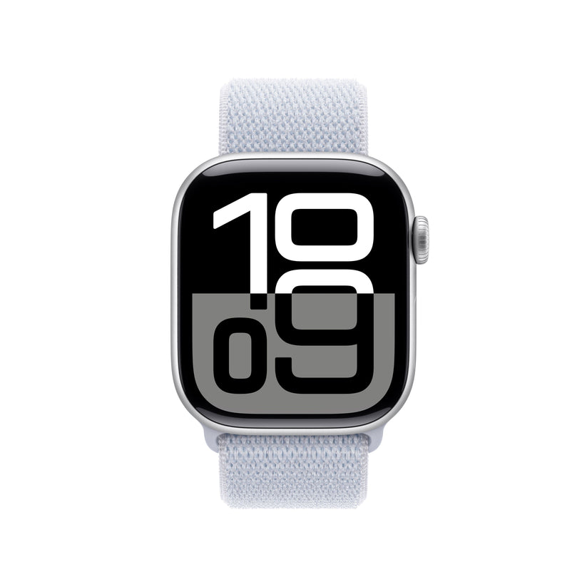 Apple Watch Series 10 GPS 42mm Silver Aluminium Case with Blue Cloud Sport Loop - iSTYLE RS