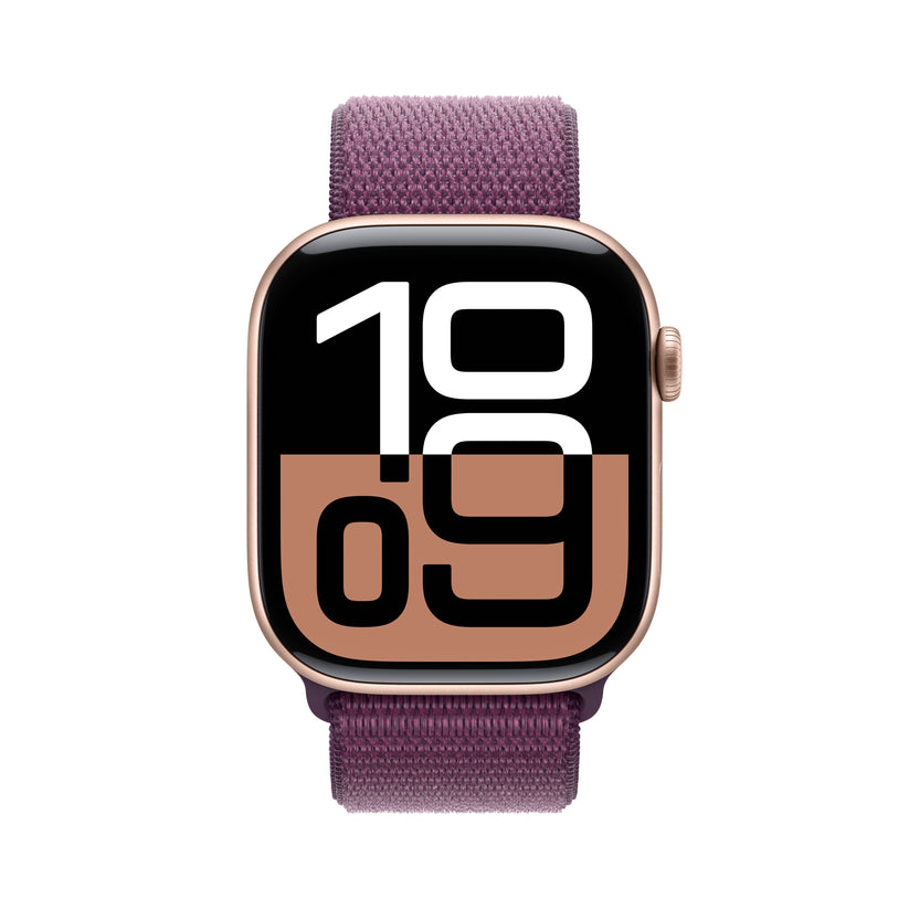 Apple Watch Series 10 GPS 46mm Rose Gold Aluminium Case with Plum Sport Loop - iSTYLE RS