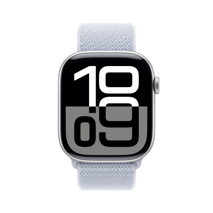 Apple Watch Series 10 GPS 46mm Silver Aluminium Case with Blue Cloud Sport Loop - iSTYLE RS