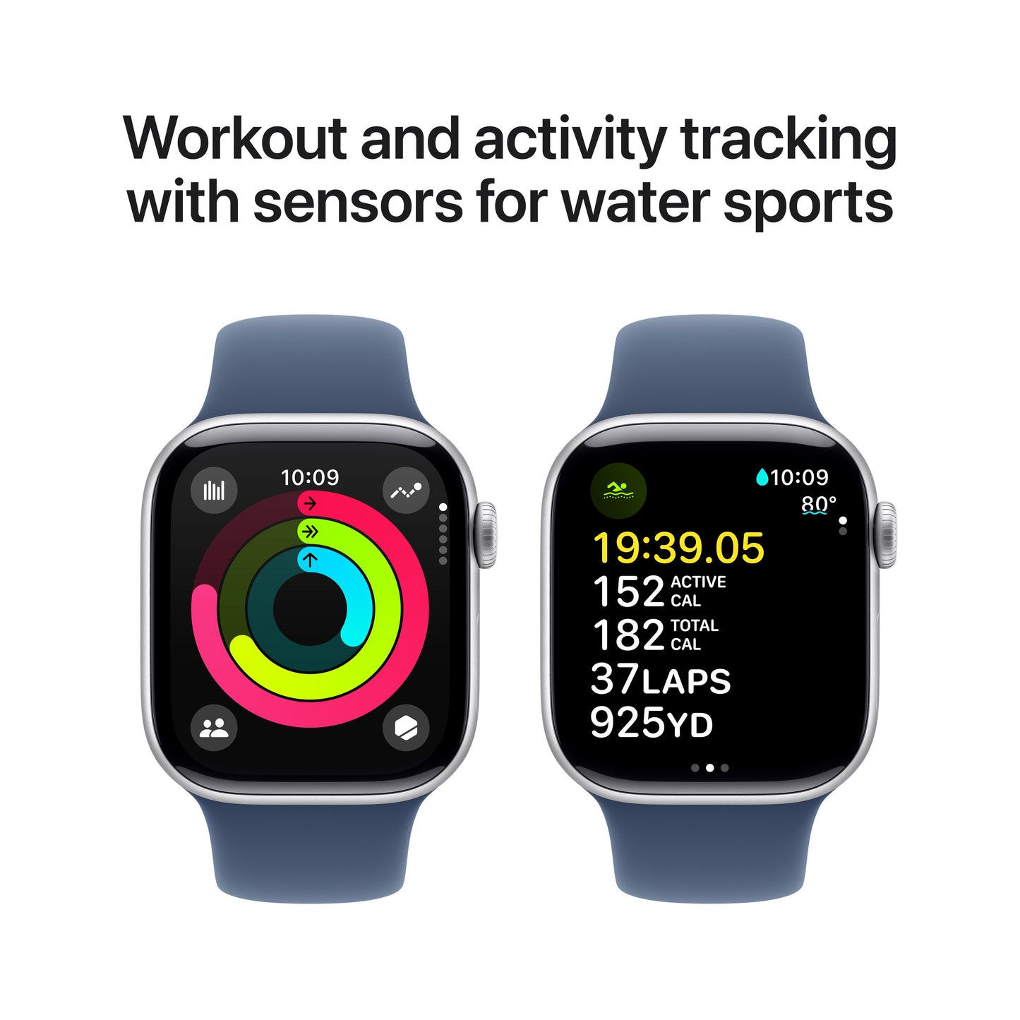 Apple Watch Series 10 GPS 42mm Silver Aluminium Case with Denim Sport Band - S/M - iSTYLE RS