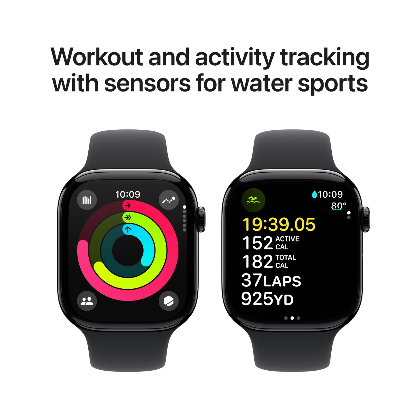 Apple Watch Series 10 GPS 46mm Jet Black Aluminium Case with Black Sport Band - M/L - iSTYLE RS