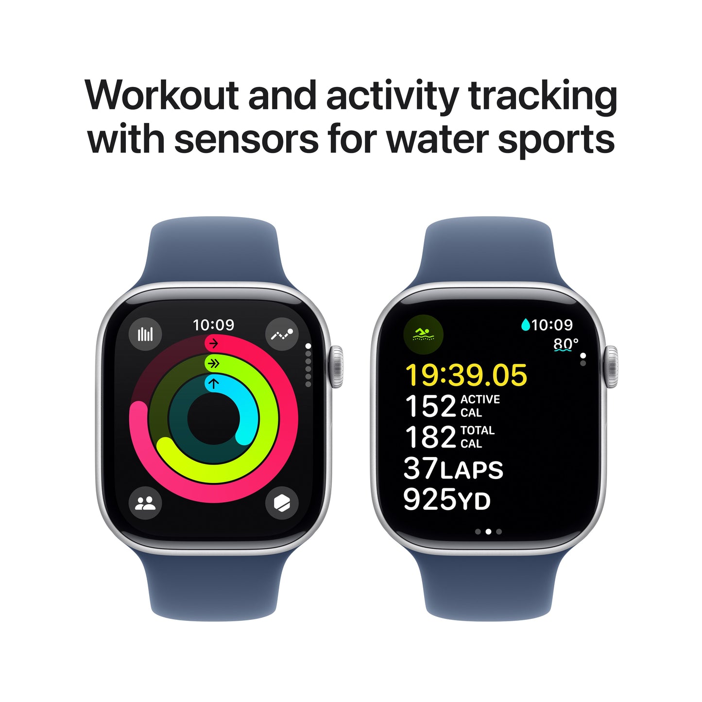 Apple Watch Series 10 GPS 46mm Silver Aluminium Case with Denim Sport Band - S/M - iSTYLE RS