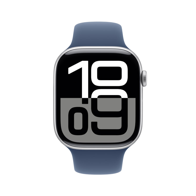 Apple Watch Series 10 GPS 46mm Silver Aluminium Case with Denim Sport Band - S/M - iSTYLE RS