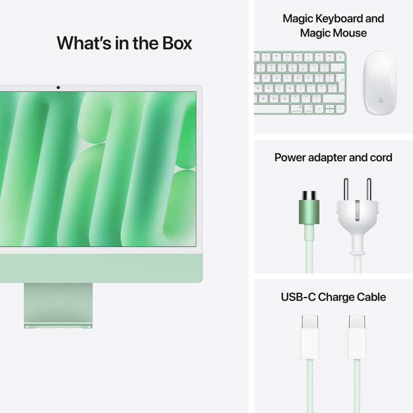 24-inčni iMac M4 sa 4,5K Retina displejom, 8-jezgarnim CPU-om, 8‑jezgarnim GPU-om, 16GB objedinjene memorije i 256GB SSD - Green - iSTYLE RS