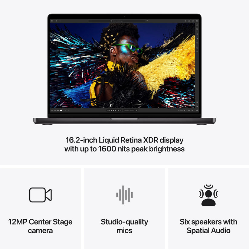 16-inčni MacBook Pro: Apple M4 Pro sa 14‑jezgarnim CPU-om i 20‑jezgarnim GPU-om, 2TB SSD, 24GB RAM, Nanoteksturisano staklo, Serbian (QWERTY) - Space Black CTO