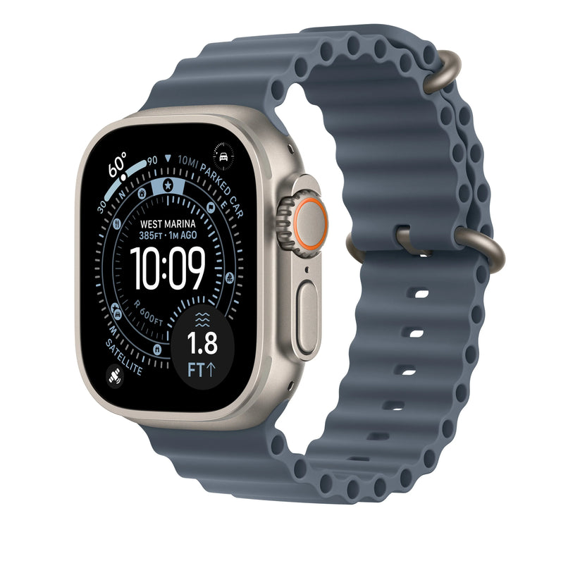 49mm Anchor Blue Ocean Band Extension - Natural Titanium Finish - iSTYLE RS