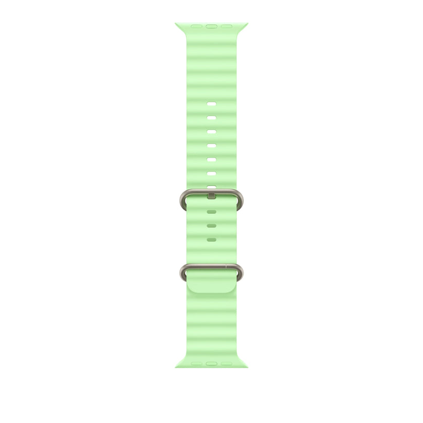 49mm Neon Green Ocean Band - Natural Titanium Finish - iSTYLE RS