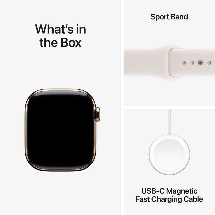 Apple Watch Series 11 GPS + Cellular 42mm Gold Titanium Case with Light Blush Sport Band - S/M - iSTYLE.rs