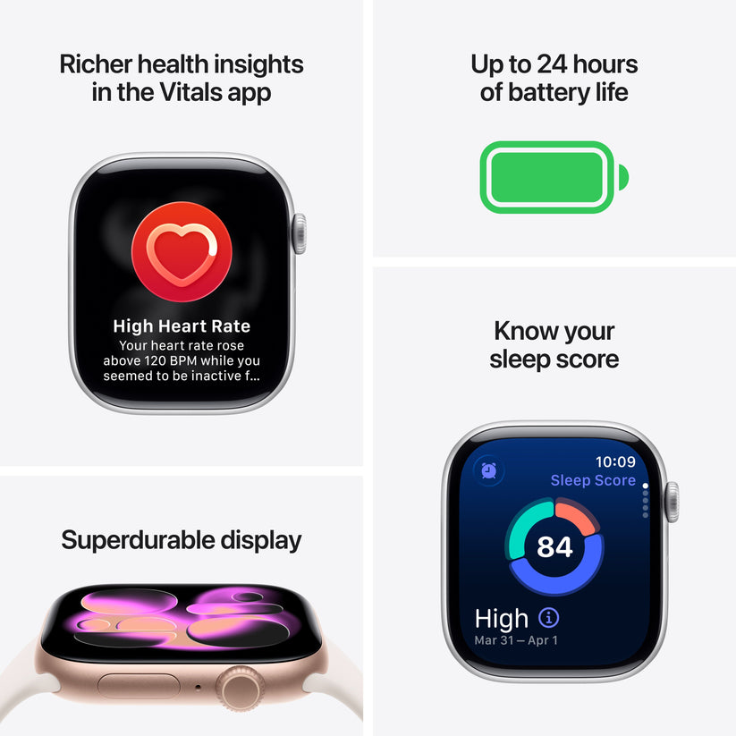 Apple Watch Series 11 GPS + Cellular 42mm Silver Aluminium Case with Purple Fog Sport Band - M/L - iSTYLE.rs