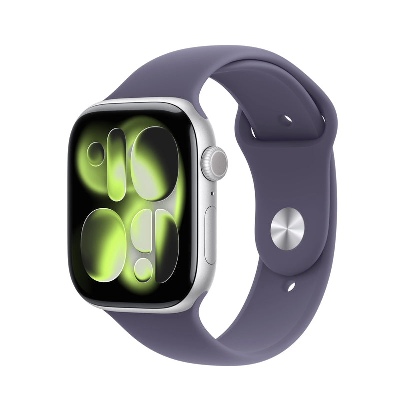 Apple Watch Series 11 GPS 46mm Silver Aluminium Case with Purple Fog Sport Band - S/M - iSTYLE RS