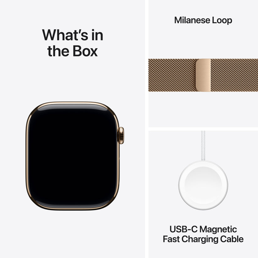 Apple Watch Series 11 GPS + Cellular 46mm Gold Titanium Case with Gold Milanese Loop - M/L - iSTYLE.rs