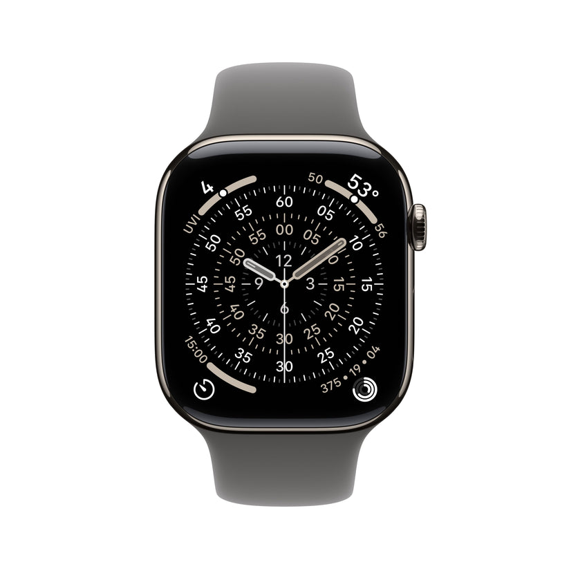Apple Watch Series 11 GPS + Cellular 46mm Natural Titanium Case with Stone Grey Sport Band - M/L - iSTYLE.rs